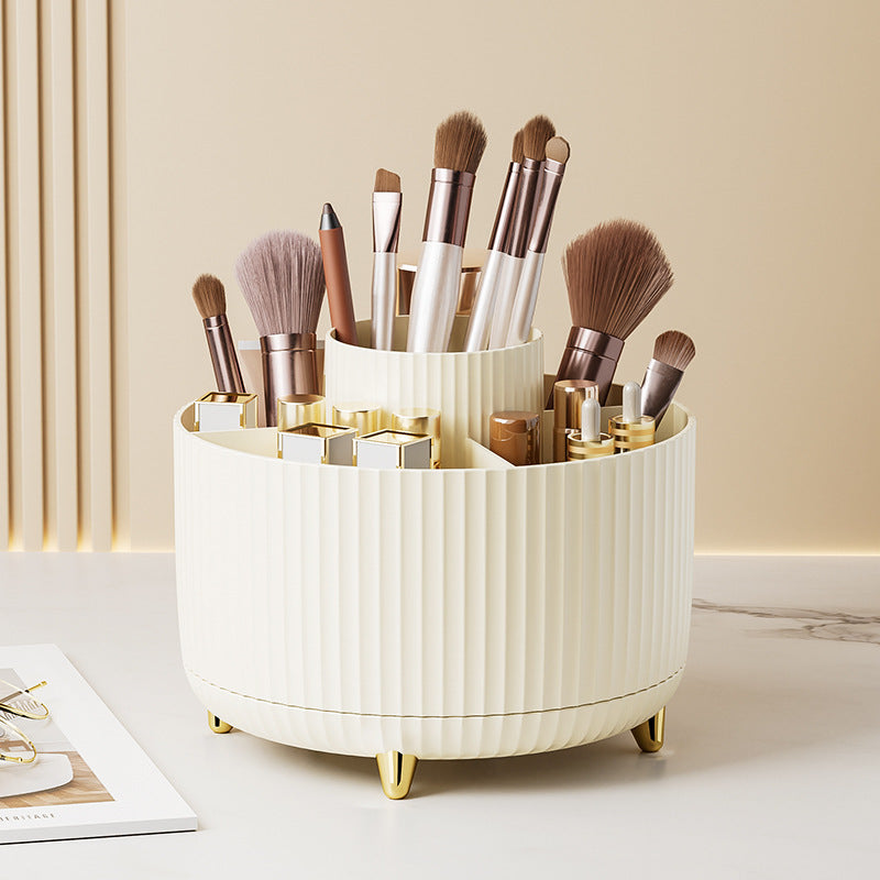 Home desktop rotatable dustproof large capacity pen holder storage box bathroom cosmetics sundries storage box organizado com pincéis de maquiagem e batons, ideal para suplementos premium naturais para energia, vitalidade e saúde cognitiva, desenvolvidos para o mercado português.