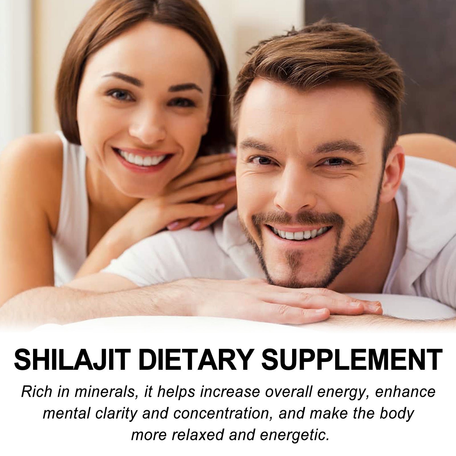 Casal sorridente demonstrando vitalidade e bem-estar natural, representando os benefícios do Googeer Shilajit Dietary Supplement Body Care Solution, suplementos premium naturais para energia, vitalidade e saúde cognitiva desenvolvidos para o mercado português.