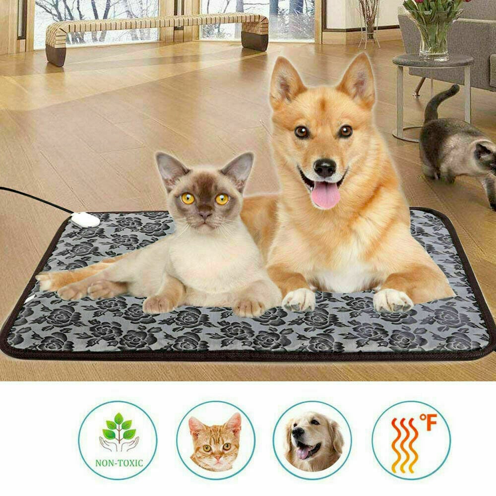 Cao e gato confortáveis deitados sobre Thermal Heating Waterproof Bed Pad for Pets with Adjustable, promovendo bem-estar natural e conforto térmico, ideal para suplementos premium naturais para energia e vitalidade.