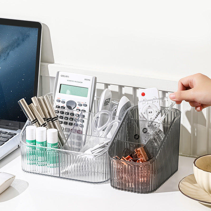 Organizador de mesa transparente em acrílico com vários compartimentos contendo calculadora, clips, canetas e objetos de escritório, Multi-grid desktop storage box Cosmetics sorting box Storage box, suplementos premium naturais para energia, vitalidade  e saúde cognitiva, desenvolvidos para o mercado português.