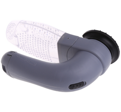 Electric Pet Hair Portable Pet Massage Cleaning Brush cinza com design ergonómico para escovar e massagear animais de estimação, ideal para remover pelos soltos com conforto.