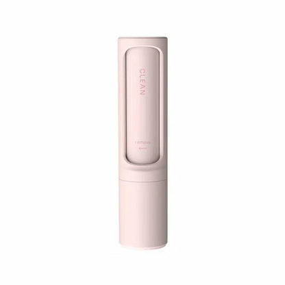 Escova 2-1 Reusable Pet Hair Remover Brush Lint Roller Portable em tom rosa claro, portátil e reutilizável para remoção eficaz de pelos de animais e fiapos.