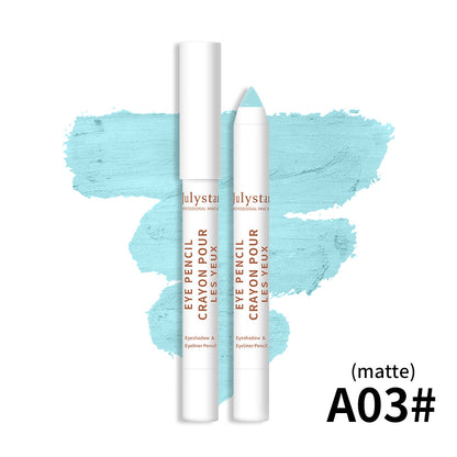 Lápis de sombra azul mate com aplicação cremosa mostrando Cosmetics Monochrome Eyeshadow Beauty Eye Shadow Stick, ideal para realçar olhos com cor vibrante.