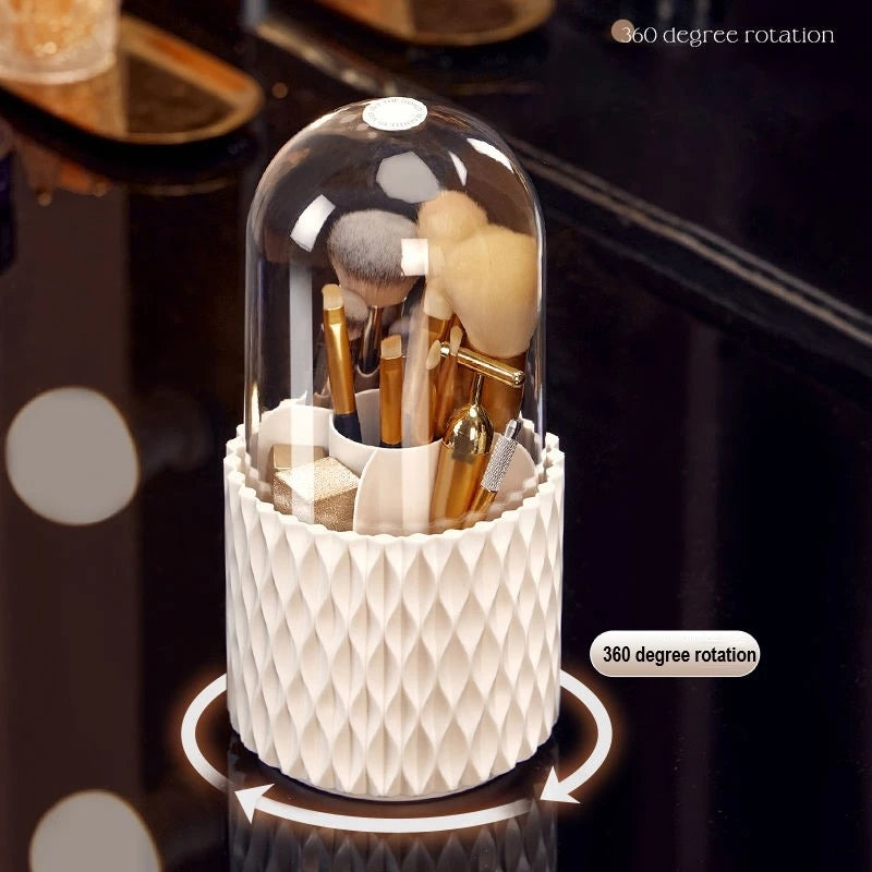 Rotary brush cylinder with cover dustproof brush cylinder cosmetics storage box transparente em plástico com escovas de maquilhagem e design giratório 360 graus, ideal para suplementos premium naturais para energia, vitalidade e saúde cognitiva, desenvolvidos para o mercado português.