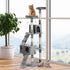 PawHut 67-inch Multi-Level Cat Scratching Tree Kitty Activity Center em cor cinza com várias plataformas, rampas e arranhadores, proporcionando diversão e conforto para gatos em ambiente iluminado e moderno.