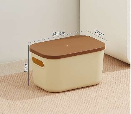 Home desktop cosmetics toys clothing storage box with lid small medicine box em tom neutro com tampa marrom, ideal para organização e suplementos premium naturais para energia, vitalidade e saúde cognitiva.