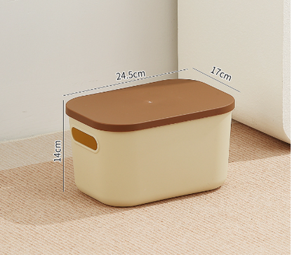 Home desktop cosmetics toys clothing storage box with lid small medicine box em tom neutro com tampa marrom, ideal para organização e suplementos premium naturais para energia, vitalidade e saúde cognitiva.