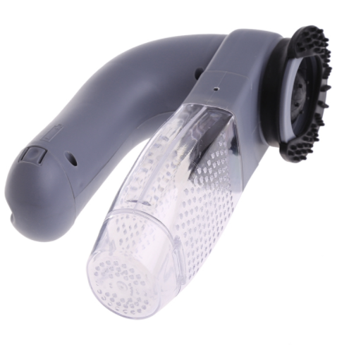 Escova Electric Pet Hair Portable Pet Massage Cleaning Brush para massagem e limpeza portátil de pêlos de animais, design ergonómico com compartimento transparente para recolha.