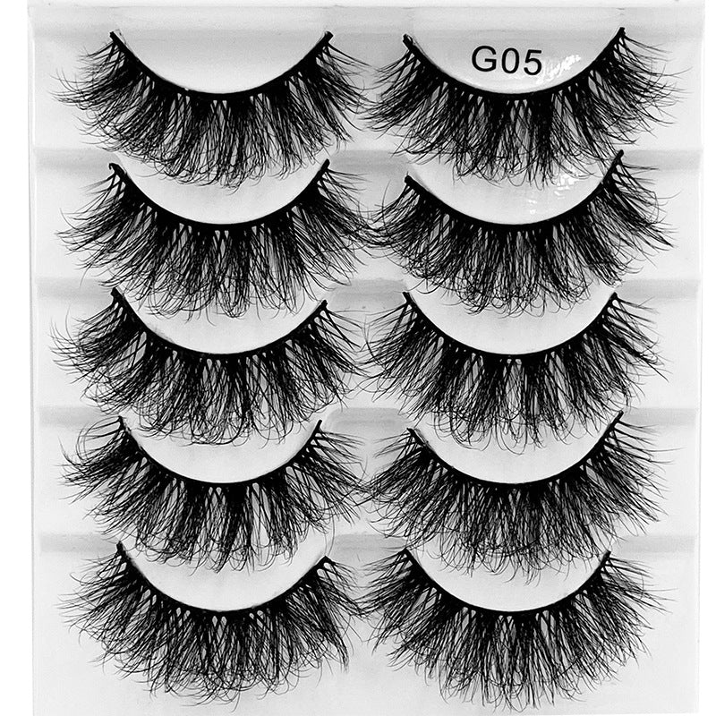 Conjunto de 5 Pairs Of New Style Fake Eyelashes Of Fried Hair 8D FLUFFY, cílios postiços volumosos e naturais para realçar o olhar com estilo e sofisticação.