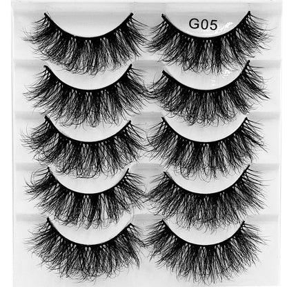 Conjunto de 5 Pairs Of New Style Fake Eyelashes Of Fried Hair 8D FLUFFY, cílios postiços volumosos e naturais para realçar o olhar com estilo e sofisticação.