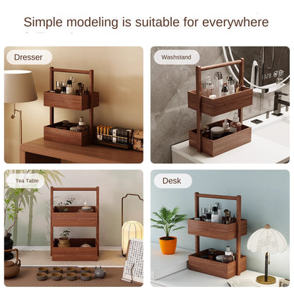 Cosmetics storage box desktop tabletop box em madeira, ideal para organizar suplementos premium naturais para energia, vitalidade e saúde cognitiva com estilo e praticidade.
