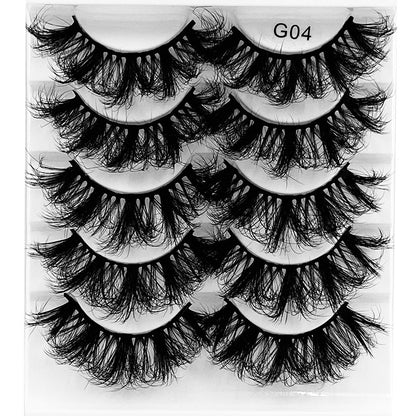 Conjunto com 5 Pairs Of New Style Fake Eyelashes Of Fried Hair 8D FLUFFY, cílios postiços volumosos e naturais, ideais para realçar a beleza com um toque sofisticado e premium.