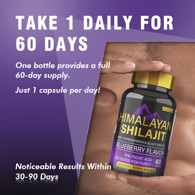 Imagem promocional dos suplementos BSYS SHILAJIT GUMMIES 60&