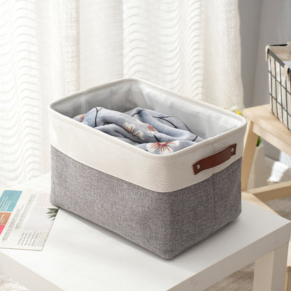Thickened foldable portable clothing storage basket books snacks toys cosmetics storage box em tecido cinza e bege, organizador funcional para suplementos premium naturais para energia, vitalidade e saúde cognitiva.