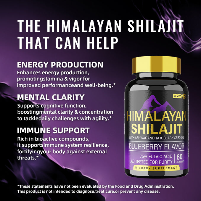 Frasco de BSYS SHILAJIT GUMMIES 60&