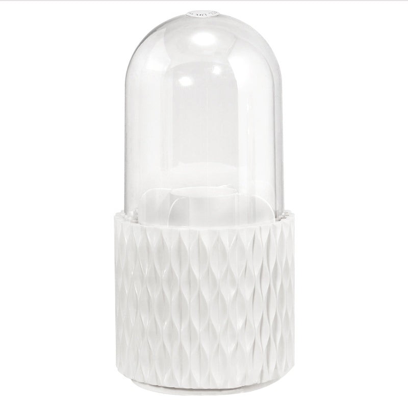 Rotary brush cylinder with cover dustproof brush cylinder cosmetics storage box em design branco com tampa transparente, ideal para organização de suplementos premium naturais para energia, vitalidade e saúde cognitiva.