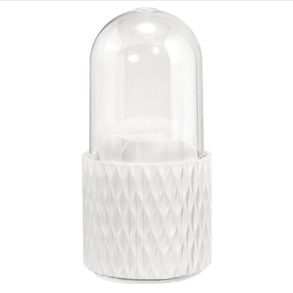 Rotary brush cylinder with cover dustproof brush cylinder cosmetics storage box em design branco com tampa transparente, ideal para organização de suplementos premium naturais para energia, vitalidade e saúde cognitiva.
