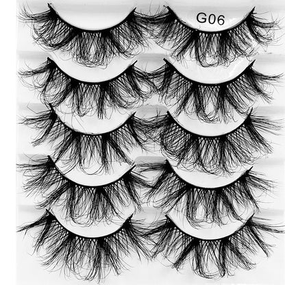 Conjunto de 5 Pairs Of New Style Fake Eyelashes Of Fried Hair 8D FLUFFY com design volumoso e natural, ideal para realçar a beleza com um toque sofisticado e elegante.