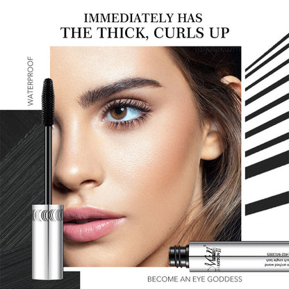 Imagem promocional do sMiele Makeup Thicker Imitation Water Mascara Cosmetic destacando cílios grossos, curvados e efeito à prova d&