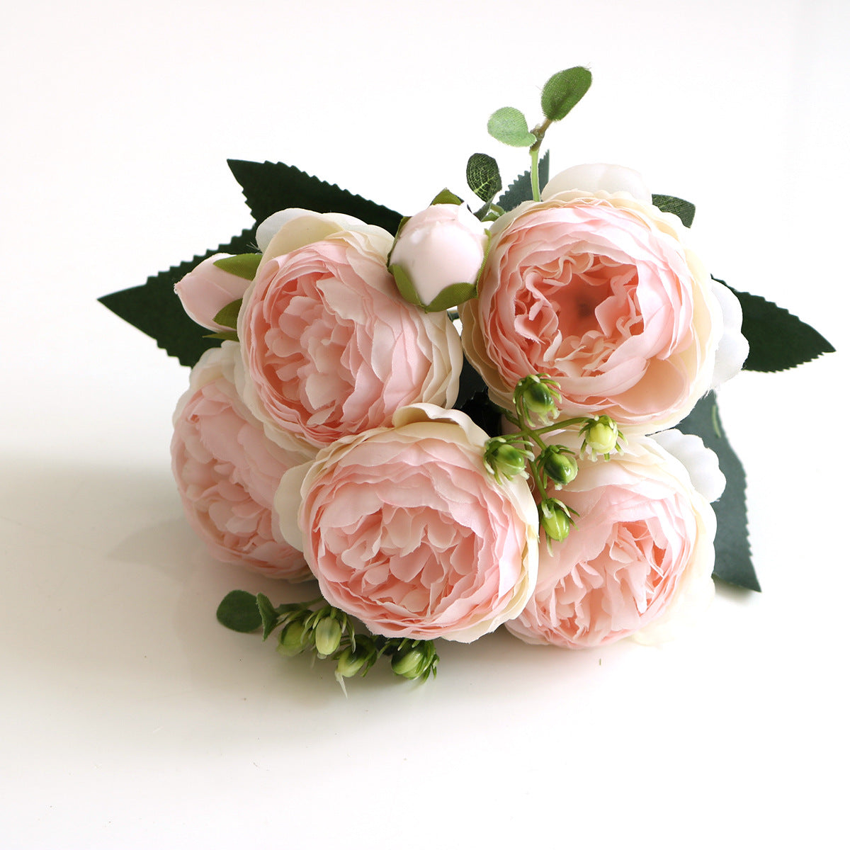 Bouquet pequeno com 5 pequenas peônias coreanas em tons suaves de rosa, simulando flores naturais, ideal para decoração doméstica e eventos como casamentos, associado a suplementos premium naturais para energia, vitalidade e saúde cognitiva. 5 Small Peonies Korean Small Bouquets 5 Philips Rose Simulation Flowers Household Wedding Rose Bouquets