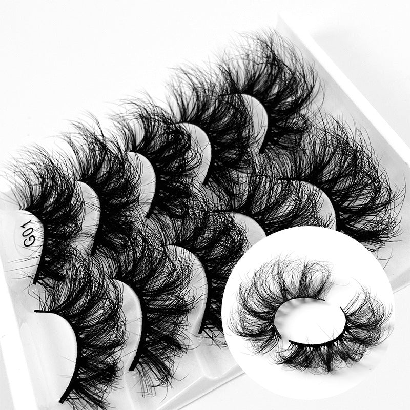 Conjunto de 5 Pairs Of New Style Fake Eyelashes Of Fried Hair 8D FLUFFY exibindo cílios postiços volumosos e naturais, ideais para realçar o olhar com estilo e conforto.
