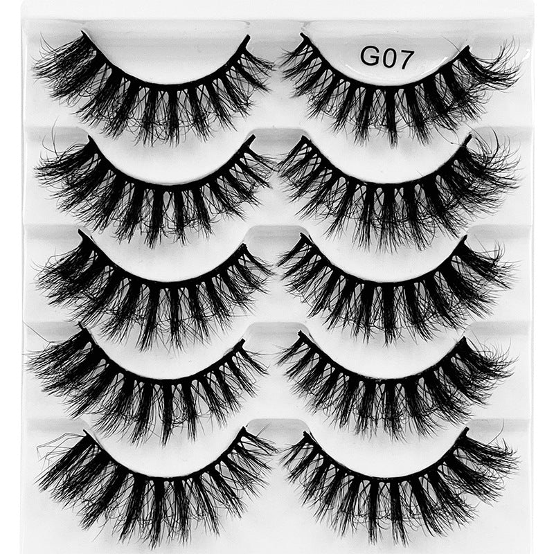 Conjunto de 5 Pairs Of New Style Fake Eyelashes Of Fried Hair 8D FLUFFY com pestanas falsas volumosas e naturais, ideais para realçar o olhar com estilo sofisticado.