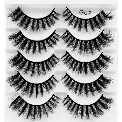Conjunto de 5 Pairs Of New Style Fake Eyelashes Of Fried Hair 8D FLUFFY com pestanas falsas volumosas e naturais, ideais para realçar o olhar com estilo sofisticado.