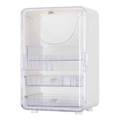 Cosmetics storage cabinet, desktop large capacity drawer type cosmetics storage box branco com gavetas transparentes para organização de suplementos premium naturais para energia, vitalidade e saúde cognitiva, desenvolvidos para o mercado português.