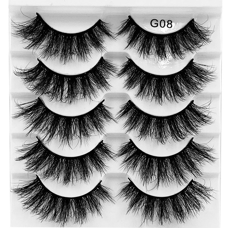 Conjunto de 5 Pairs Of New Style Fake Eyelashes Of Fried Hair 8D FLUFFY, cílios postiços volumosos e alongados para realçar o olhar com toque natural e sofisticado.