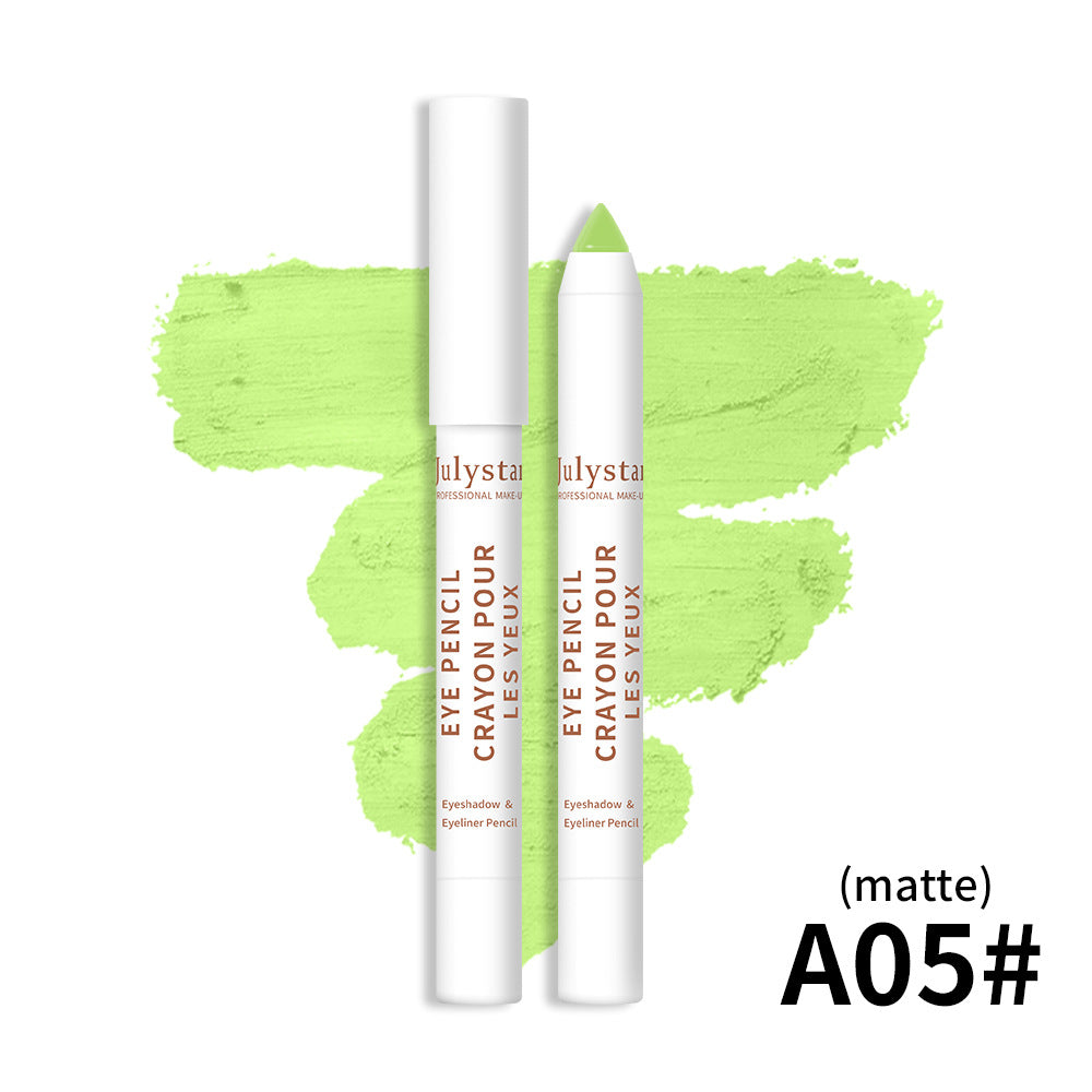 Imagem de Cosmetics Monochrome Eyeshadow Beauty Eye Shadow Stick em tom verde claro fosco, mostrando o produto aberto e fechado sobre um fundo do mesmo tom, promovendo suplementos premium naturais para energia, vitalidade e saúde cognitiva.