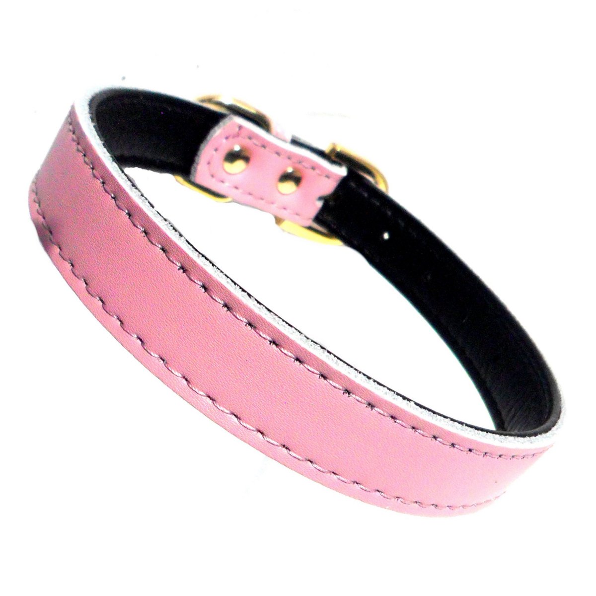 Coleira para cão em tom rosa claro, resistente e ajustável, representando Plain Chelsea Dog Collars (4 sizes) 8-16", ideal para um estilo simples e elegante.