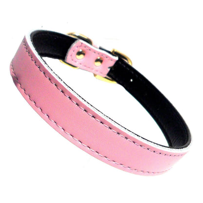 Coleira para cão em tom rosa claro, resistente e ajustável, representando Plain Chelsea Dog Collars (4 sizes) 8-16", ideal para um estilo simples e elegante.
