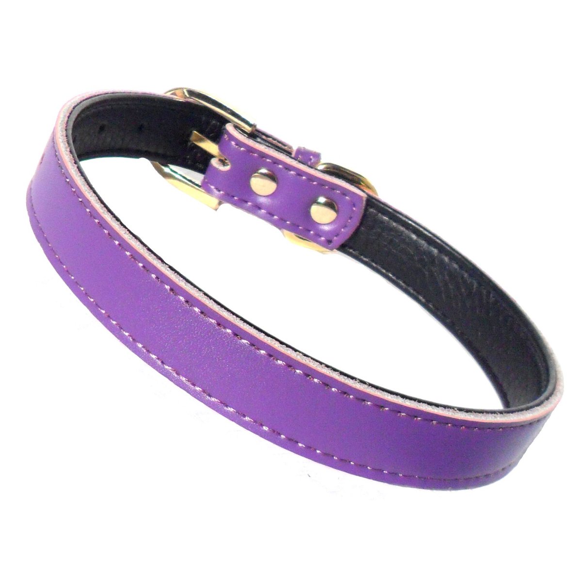 Coleira roxa para cães feita em material resistente com fivela dourada, design simples e elegante, ideal para uso diário. Produto Plain Chelsea Dog Collars (4 sizes) 8-16".