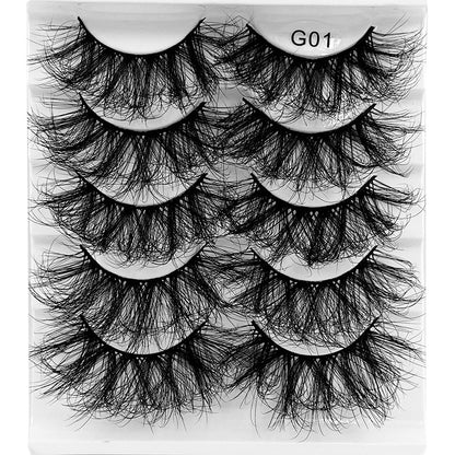 Conjunto com 5 Pairs Of New Style Fake Eyelashes Of Fried Hair 8D FLUFFY, cílios postiços volumosos e naturais, ideais para realçar a expressão e o olhar com estilo.