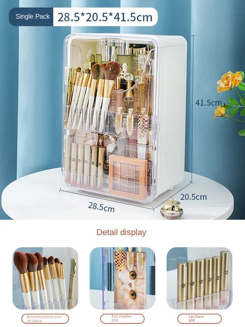 Cosmetics storage cabinet, desktop large capacity drawer type cosmetics storage box em branco com organização para pincéis, batons e sombras, ideal para suplementos premium naturais para energia, vitalidade e saúde cognitiva.
