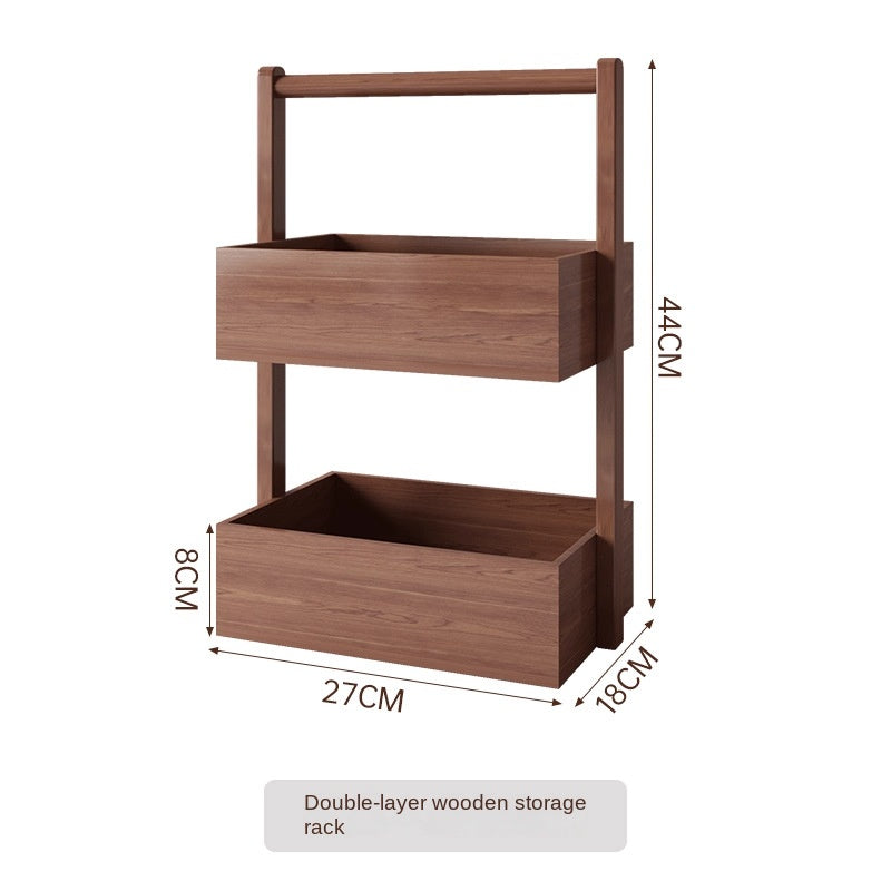 Organizador de madeira de duas camadas para armazenamento, ideal para suplementos premium naturais para energia, vitalidade e saúde cognitiva, com design funcional Cosmetics storage box desktop tabletop box.