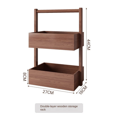 Organizador de madeira de duas camadas para armazenamento, ideal para suplementos premium naturais para energia, vitalidade e saúde cognitiva, com design funcional Cosmetics storage box desktop tabletop box.