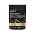 Embalagem preta moderna de Himalayan Shilajit Gummies, suplementos premium naturais para energia, vitalidade e saúde cognitiva, com ingredientes como Gokshrou e Ashwagandha.