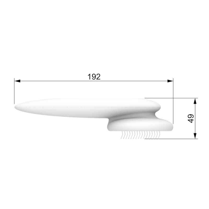 Escova branca UFO Pet Massage Comb Cats Dog Grooming Combs Brush com design ergonómico e medidas de 192 mm de comprimento por 49 mm de altura, ideal para cuidados naturais de pets.