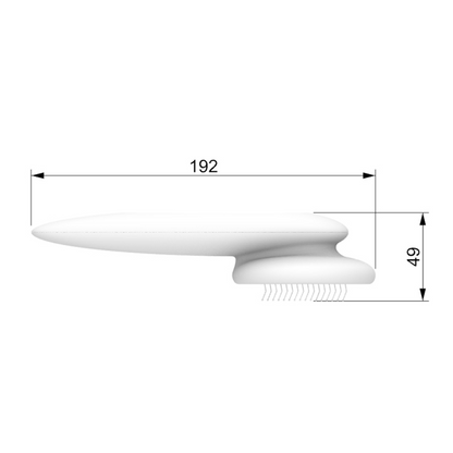 Escova branca UFO Pet Massage Comb Cats Dog Grooming Combs Brush com design ergonómico e medidas de 192 mm de comprimento por 49 mm de altura, ideal para cuidados naturais de pets.