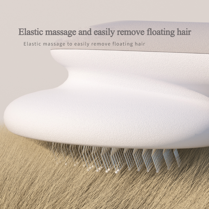 Escova UFO Pet Massage Comb Cats Dog Grooming Combs Brush branca, com cerdas elásticas a remover pelos soltos de forma suave, ideal para gatos e cães, promovendo bem-estar natural.