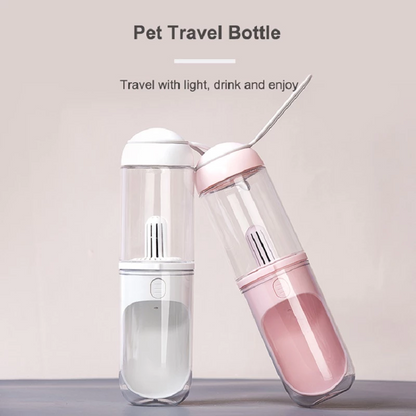 Garrafa para água de animais portátil em branco e rosa, ideal para viagens, destacando o modelo Outdoor Travel Pet Water Dispenser Pet Dog Cat Water Bottle.