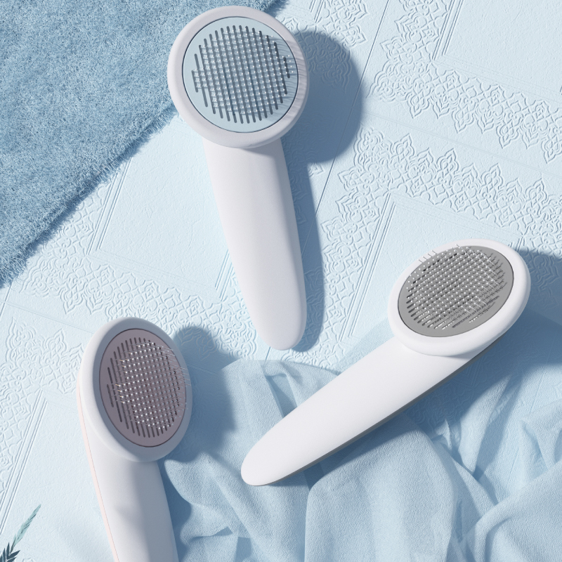 Escovas brancas UFO Pet Massage Comb Cats Dog Grooming Combs Brush para massagem e grooming de gatos e cães, destacando textura suave para bem-estar natural dos pets.